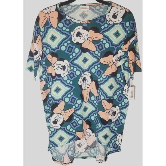 LuLaRoe Irma Disney tunic Minnie mouse green polyester blend size xxs READ new - Picture 1 of 9